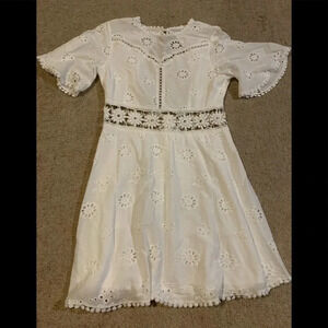 White Eyelet Cutout Midi Dress size M